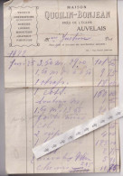 Facture AUVELAIS Tissus QUOILIN-BONJEAN  1929 - 1900 – 1949