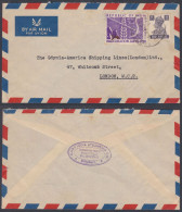 Inde India 1950 Used Airmail Cover, To Gdynia-America Shipping LInes Company London, East India SteamShip Co, Steam Ship - Brieven En Documenten