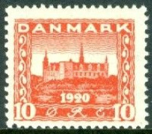 DENMARK 1920-21 SCHLESWIG, 10o RED KRONBURG CASTLE, LIGHTHOUSE* - Vuurtorens