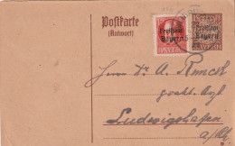 Entier Surchargé Freistaat Bayern ( 15pf)  Afft Complémentaire Avec N° 156. - Postwaardestukken