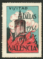 ESPAGNA  Spain 1934 " VALENCIA Visitad Fallas " Vignette Cinderella Reklamemarke Sluitzegel - Cinderellas