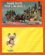 Carte Voeux Bonne Année 2000 Attelage + Enveloppe Coccinelle Cartoon Collection Humour - Nouvel An