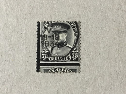 Variété Rare ,piquage à Cheval Du YT 384 Deuil Du Roi Albert 1934 - Oblitérés