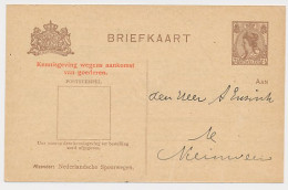 Spoorwegbriefkaart G. PNS122-I A - Nieuwveen 1921 - Postal Stationery