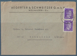 Lettre Occupation Allemande Alsace WWII Mülhausen - Mulhouse Aegerter & Schweitzer 1944 - Brieven En Documenten
