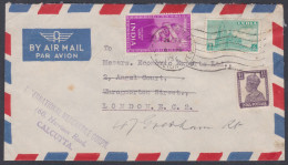 Inde India 1954 Used Airmail Cover To England, Mirza Ghalib, Poet, Temple, King George VI Stamps - Lettres & Documents