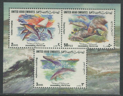 United Arab Emirates:Unused Block Dolphins, Dugongs And Whales, 1996, MNH - Andere & Zonder Classificatie