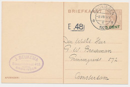 Briefkaart G. 218 Groningen - Amsterdam 1927 - Opdruk Scheef  - Entiers Postaux