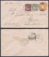 Inde British India 1901 Used Queen Victoria One Anna Cover, Rangoon To Switzerland, Sea Post Office Postmark - 1882-1901 Keizerrijk