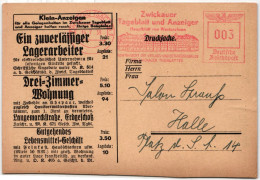 Deutsches Reich Auf Postkarte Freistempler Zwickauer Tageblatt #KD152 - Sonstige & Ohne Zuordnung