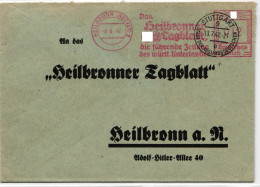 Deutsches Reich Auf Brief Freistempler Heilbronner Tageblatt #KD542 - Autres & Non Classés