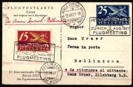 Schweiz 179 Gestempelt Auf Ganzsache Mit 180 Inter. Flugmeeting 1927 #KB982 - Autres & Non Classés