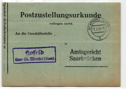 Saarland 264 Auf Brief Als Einzelfrankatur Poststellenstempel Hofeld #KD340 - Sonstige & Ohne Zuordnung