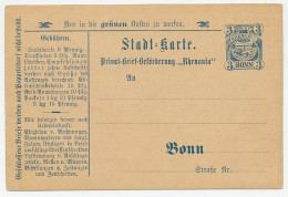 Local Mail Stationery Bonn ( 1896 ) Lion - Rhenania - Rhineland - Autres & Non Classés