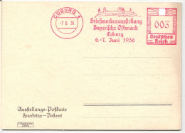 Deutsches Reich Auf Postkarte Freistempler Briefmarkenausstellung Coburg #KD298 - Other & Unclassified