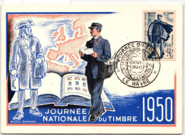 Frankreich Auf Postkarte Briefmarkenausstellung Paris 1950, Blau #KD268 - Altri & Non Classificati