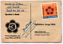 DDR Spendenmarke Auf Postkarte Tippschein "Junge Welt". #KD354 - Andere & Zonder Classificatie