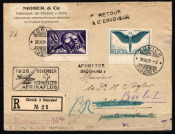 Schweiz 182 Und 189 Gestempelt Auf Brief Schweizer Afrikaflug #KB981 - Autres & Non Classés