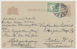 Briefkaart G. 191 / Bijfrankering Amersfoort - Duitsland 1922 - Postal Stationery