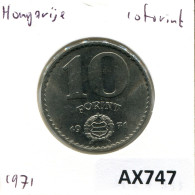 10 FORINT 1971 HUNGRÍA HUNGARY Moneda #AX747.E.A - Hungary