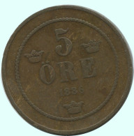 5 ORE 1886 SUECIA SWEDEN Moneda #AC615.2.E.A - Suède