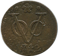 1742 HOLLAND VOC Duit INDES NÉERLANDAIS NETHERLANDS NEW YORK COLONIAL PENNY #VOC1350.12.F.A - Niederländisch-Indien