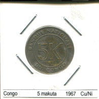 5 MAKUTA 1967 CONGO Coin #AS402.U.A - Congo (Democratic Republic 1964-70)