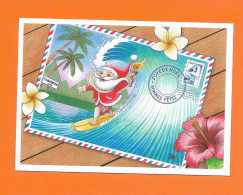 CARTE POSTALE FRANCE PERE NOEL WEIHNACHTSMAN CHRISTMAS SANTA CLAUS 2023 Surf Teahupoo JEUX OLYMPIQUES 2024 POLYNESIE - Jeux Olympiques