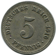 5 PFENNIG 1910 A ALLEMAGNE Pièce GERMANY #DB156.F.A - 5 Pfennig