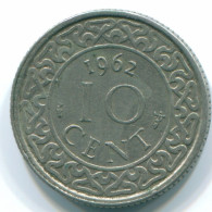 10 CENTS 1962 SURINAM NIEDERLANDE Nickel Koloniale Münze #S13195.D.A - Surinam 1975 - ...