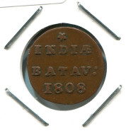 1808 BATAVIA VOC 1/2 DUIT INDES NÉERLANDAIS NETHERLANDS Koloniale Münze #VOC2079.10.F.A - Dutch East Indies