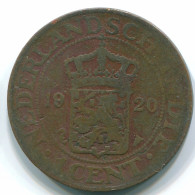 1 CENT 1920 NETHERLANDS EAST INDIES INDONESIA Copper Colonial Coin #S10089.U.A - Dutch East Indies