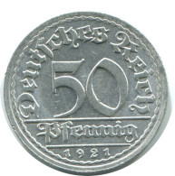 50 PFENNIG 1921 A GERMANY Coin #AE422.U.A - 50 Rentenpfennig & 50 Reichspfennig