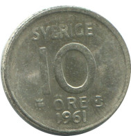 10 ORE 1961 SCHWEDEN SWEDEN SILBER Münze #AD103.2.D.A - Svezia