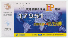 Postal Stationery China 2001 Map - Earth - China Mobile - Geografia