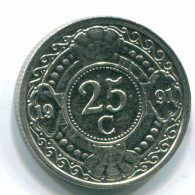 25 CENTS 1991 ANTILLAS NEERLANDESAS Nickel Colonial Moneda #S11281.E.A - Niederländische Antillen