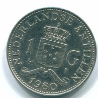1 GULDEN 1980 NETHERLANDS ANTILLES Nickel Colonial Coin #S12041.U.A - Niederländische Antillen