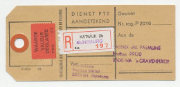 Postzaklabel Aangetekend Rijnsburg - Overstempeld Strookje - Non Classés