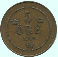 5 ORE 1902 SCHWEDEN SWEDEN Münze #AC674.2.D.A - Suède