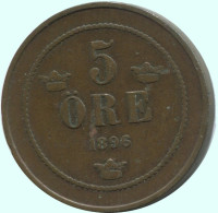 5 ORE 1896 SCHWEDEN SWEDEN Münze #AC653.2.D.A - Suède