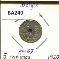 5 CENTIMES 1920 DUTCH Text BELGIEN BELGIUM Münze #BA249.D.A - 5 Cent