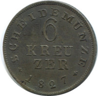 HESSE-DARMSTADT 6 Kreuzer 1827 German States #DE10583.13.F.A - Autres & Non Classés