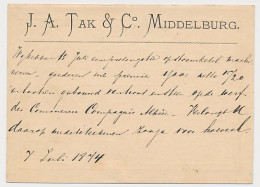 Briefkaart G. 7 Particulier Bedrukt Middelburg 1874 - Postal Stationery