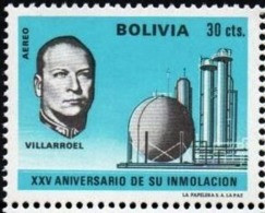 Bolivia 1971 CEFIBOL 913a ** G. Villarroel, Refinería XXV Aniversario De Su Inmolacion. - Bolivia