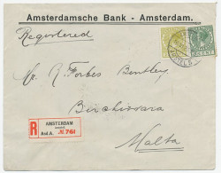 Em. Veth Aangetekend Amsterdam - Malta 1926 - Unclassified
