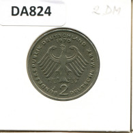 2 DM 1970 J T. HEUSS WEST & UNIFIED GERMANY Coin #DA824.U.A - 2 Mark