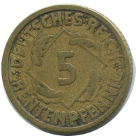 5 REINTENPFENNIG 1924 A DEUTSCHLAND Münze GERMANY #AD823.9.D.A - 5 Renten- & 5 Reichspfennig