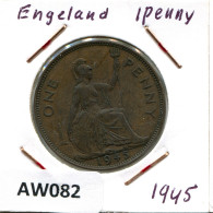 PENNY 1945 UK GRANDE-BRETAGNE GREAT BRITAIN Pièce #AW082.F.A - D. 1 Penny