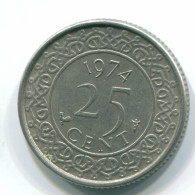 25 CENTS 1974 SURINAM NIEDERLANDE Nickel Koloniale Münze #S11231.D.A - Surinam 1975 - ...