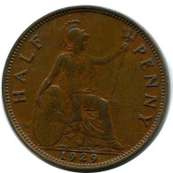 HALF PENNY 1929 UK GREAT BRITAIN Coin #BA966.U.A - C. 1/2 Penny